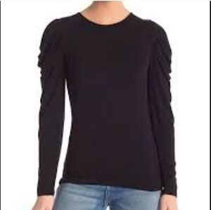 DREW Ruched Long Sleeve Top Black M